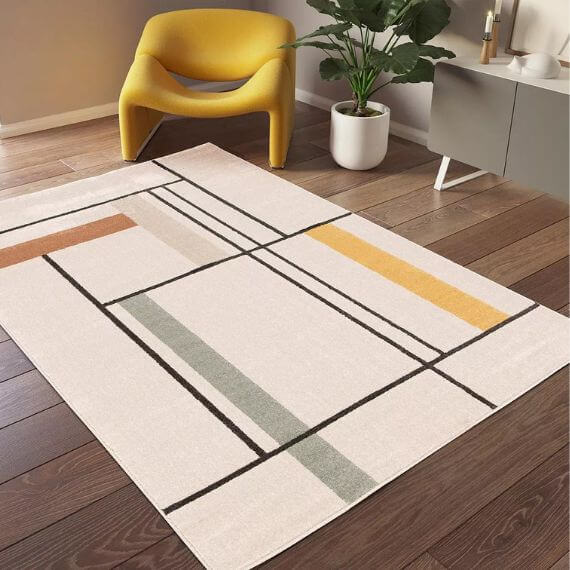 Tapis design rectangle à courtes mèches crème Tilo